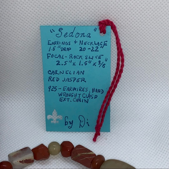 Handcrafted “Sedona” Carnelian Red Jasper & 925 Necklace & Earring Set - Picture 13 of 13